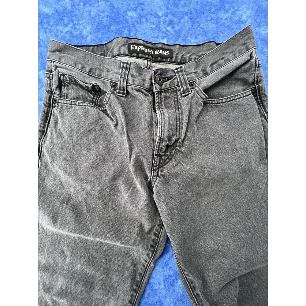 Express Men's Blake Loose Fit Bootcut Jeans 32x32 Black Denim 100% Cotton - Picture 2 of 7